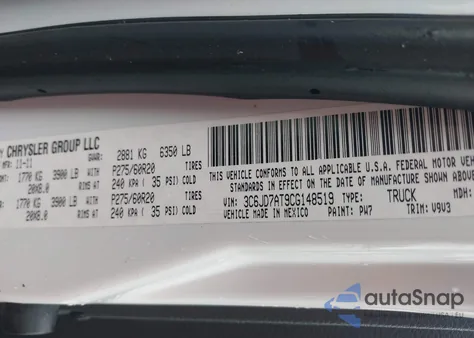 2012 Dodge Ram 1500 St z USA, uszkodzony, nr VIN 3C6JD7AT9CG148519